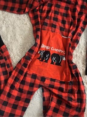Bear Cheeks Red Plaid Women’s Onesie Pajamas